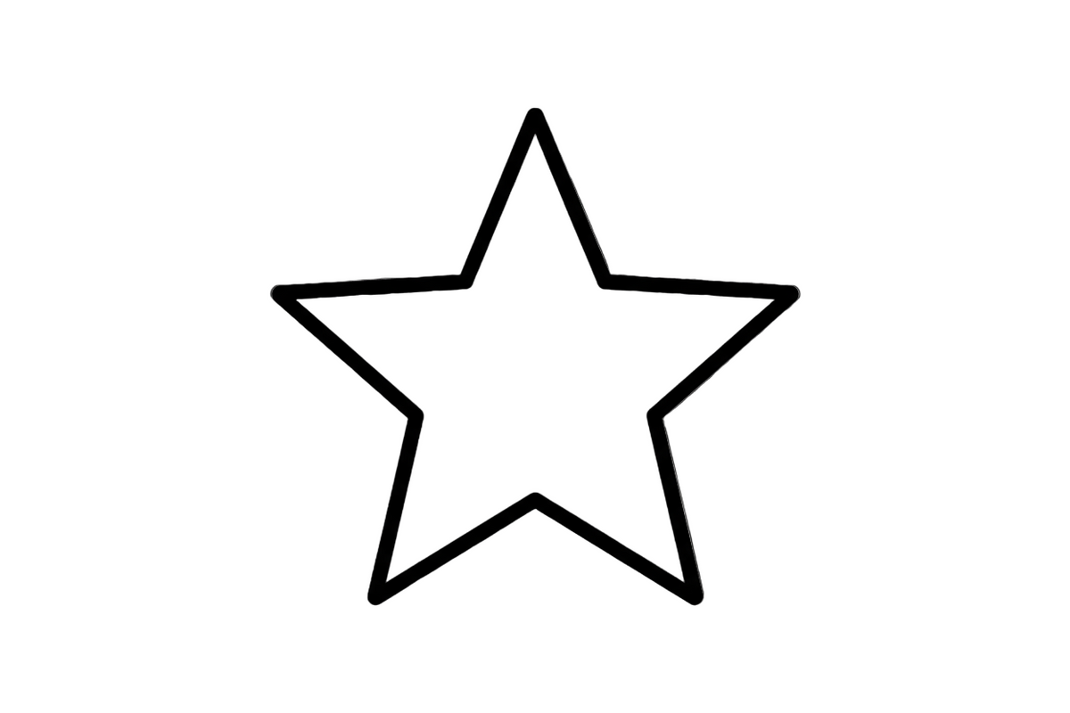 mach einen piktogrammartigen stern auf transparentem hintergrund. der stern soll schwarz sein und in der mitte nicht ausgefüllt also nur die silhouette von einem stern in schwarz